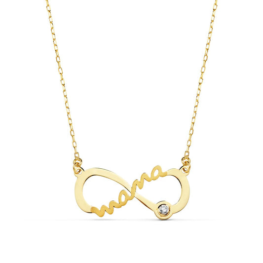 18K Gargantilla Oro Amarillo Mama Infinito Circonita