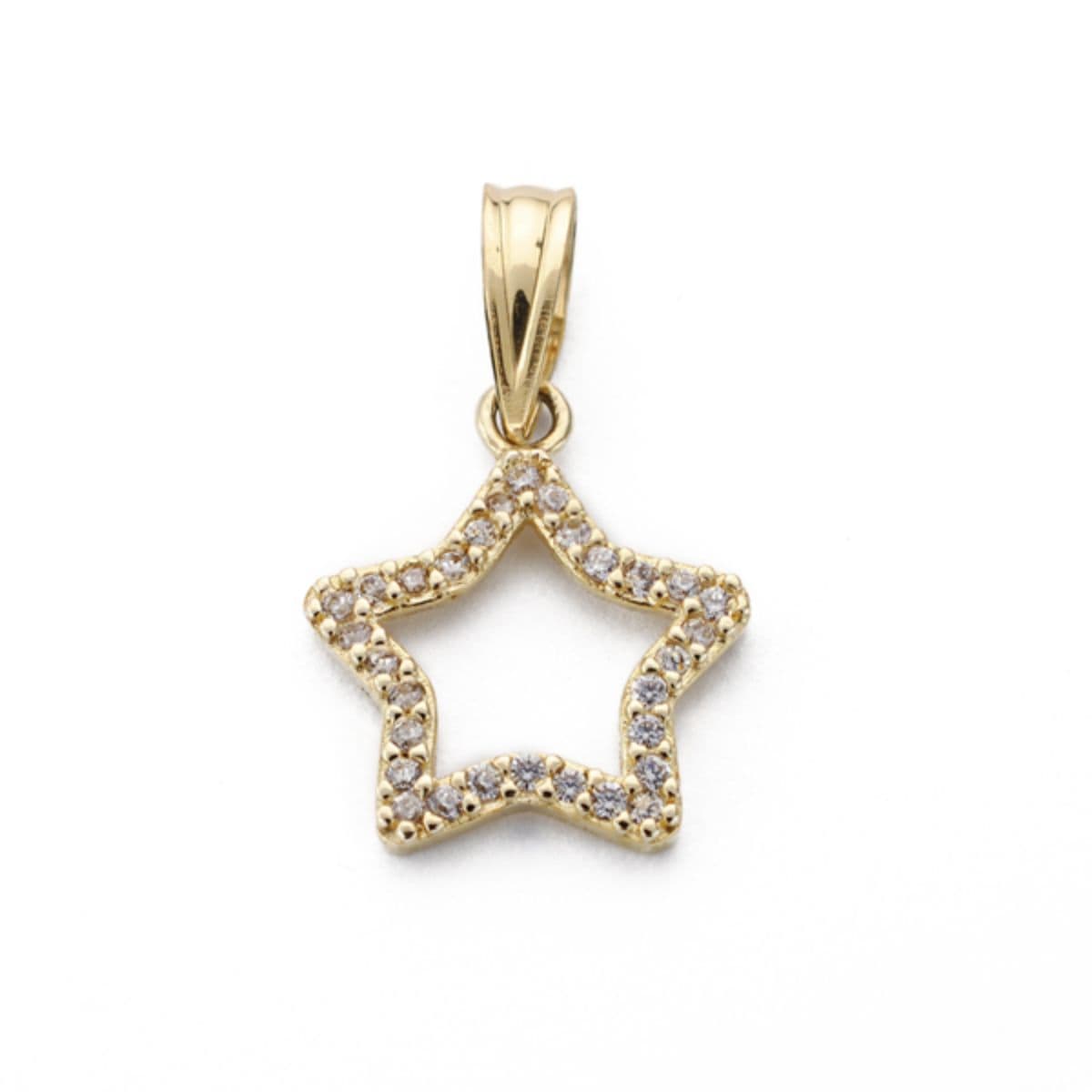 9K Colgante Oro Amarillo Estrella Con Circonita 12X12 Mm