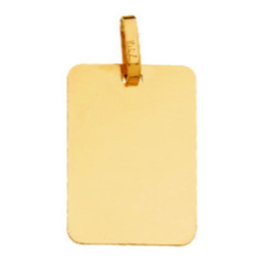 9K Placa Chapa Rectagular Oro Amarillo Brillo 17X12 Mm