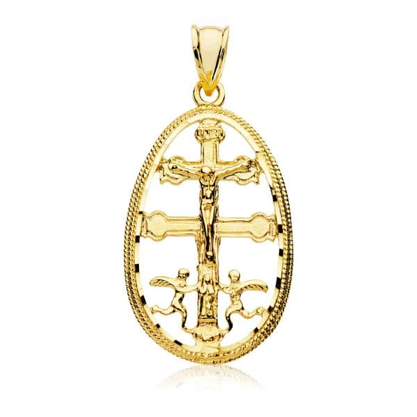 9K Cruz Caravaca Oro Amarillo Cerco 29X19 Mm