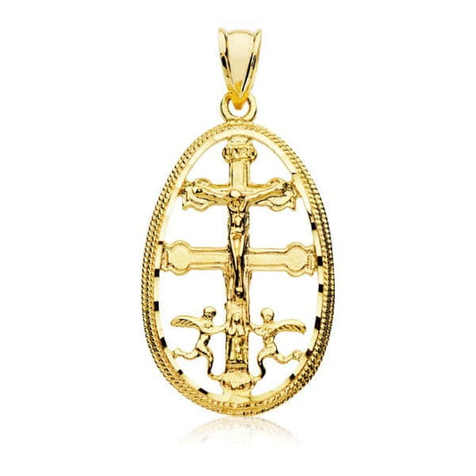 9K Cruz Caravaca Oro Amarillo Cerco 29X19 Mm