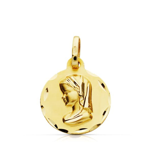 9K Medalla Oro Amarillo Virgen Niña 18 Mm