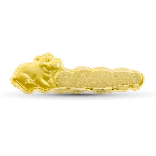 9K Alfiler Oro Amarillo Bebe Hipopotamo 28X9 Mm