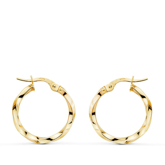 9K PENDIENTES AROS ORO AMARILLO RELIADOS HUECOS. MEDIDA: 20 X 2MM. CIERRE HIPPIE