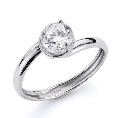 9K Solitario Oro Blanco Con Circonita De 5 Mm