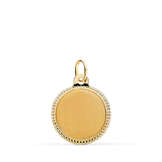 9K Disco Oro Amarillo Liso Matizado Con Borde Tallado 16 Mm