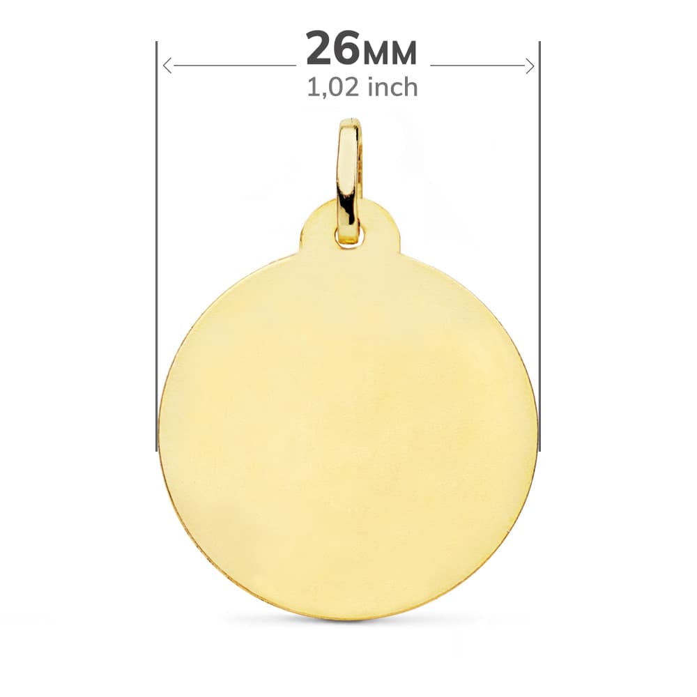 18K MEDALLA ORO AMARILLO CRISTO SAGRADO CORAZON DE JESUS BISEL 26 MM