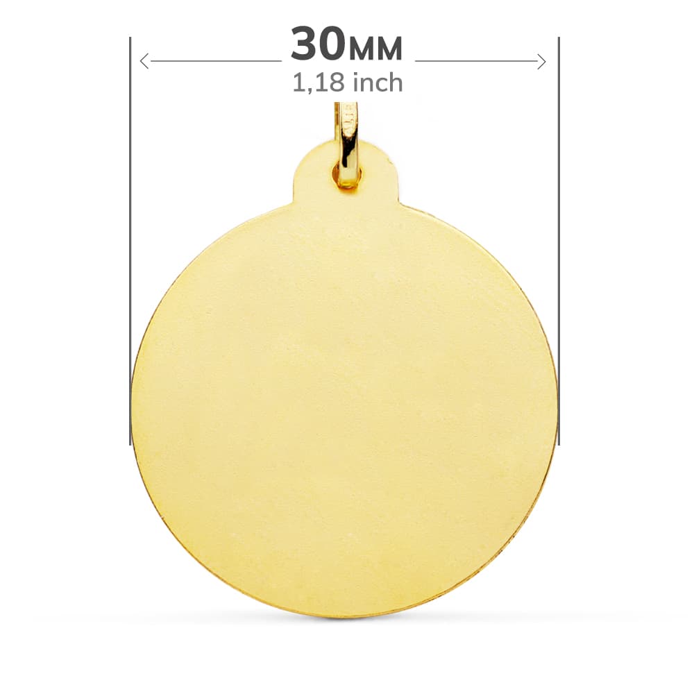18K MEDALLA ORO AMARILLO CRISTO SAGRADO CORAZON DE JESUS BISEL 30 MM