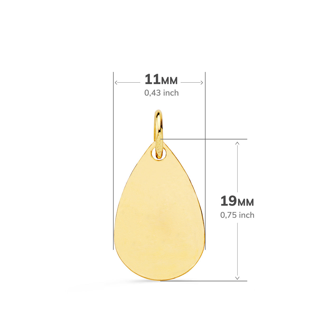 18K MEDALLA ORO AMARILLO GOTA NIÑO DE LA HORA CON RELOJ TALLADA 19X11 MM