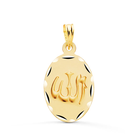 18K MEDALLA ORO AMARILLO ALA ES GRANDE OVAL TALLADA Y MATIZADA 22X14 MM