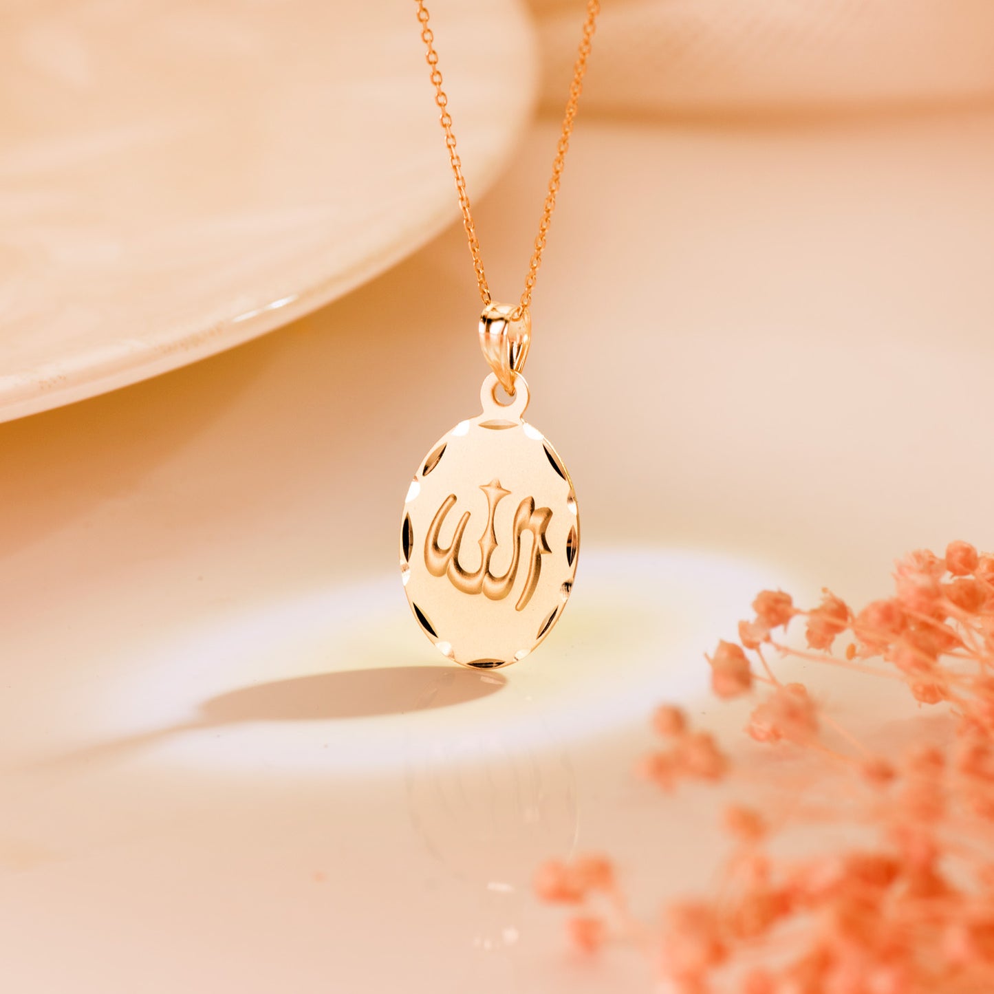 18K MEDALLA ORO AMARILLO ALA ES GRANDE OVAL TALLADA Y MATIZADA 22X14 MM