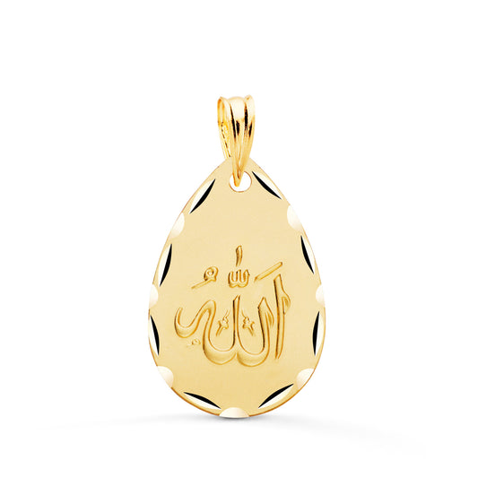 18K MEDALLA ORO AMARILLO ALA ES GRANDE OVAL TALLADA Y MATIZADA 22X14 MM