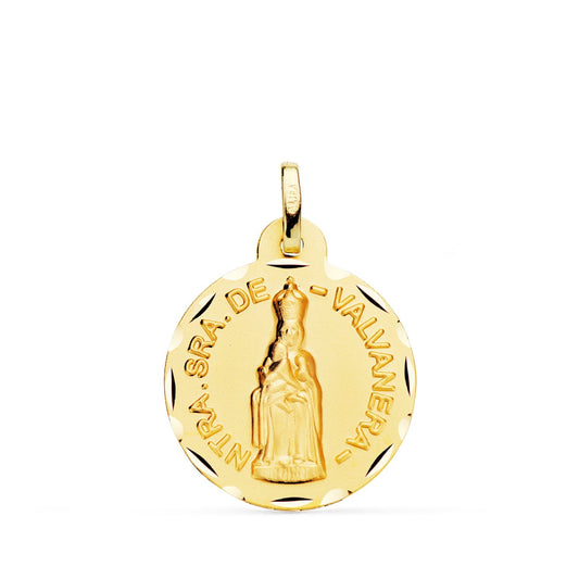 18K MEDALLA ORO AMARILLO NUESTRA SEÑORA DE VALVANERA TALLADA 20 MM