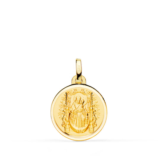 18K MEDALLA ORO AMARILLO VIRGEN DEL PINO TRONO BISEL 18 MM