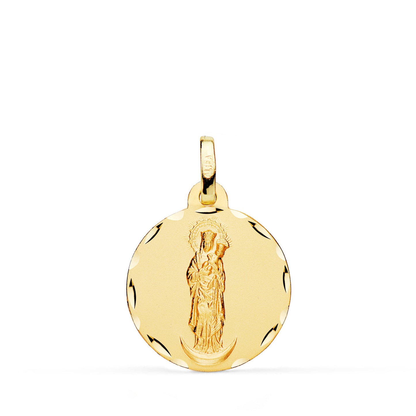 18K MEDALLA ORO AMARILLO VIRGEN DE LA ALMUDENA TALLADA 18 MM