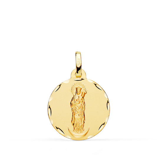 18K MEDALLA ORO AMARILLO VIRGEN DE LA ALMUDENA TALLADA 18 MM