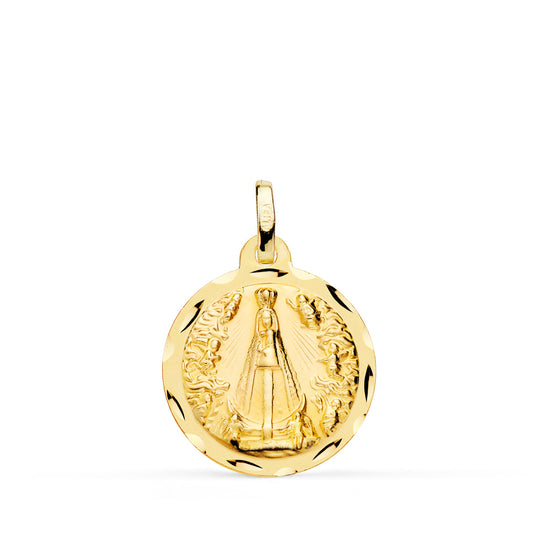 9K Medalla Oro Amarillo Virgen Nuestra Señora De Begoña Tallada 18 Mm