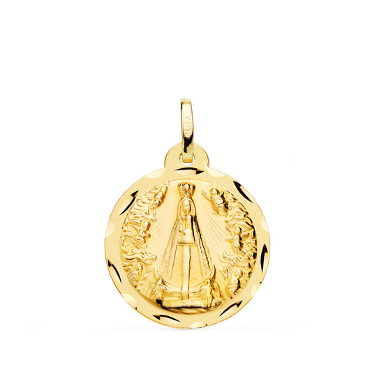 9K Medalla Oro Amarillo Virgen Nuestra Señora De Begoña Tallada 20 Mm