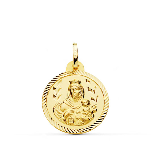 18K MEDALLA ORO AMARILLO VIRGEN DEL CARMEN HELICE 20 MM
