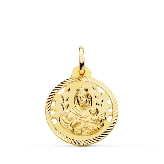 9K Medalla Oro Amarillo Virgen Del Carmen Calada Helice 20 Mm