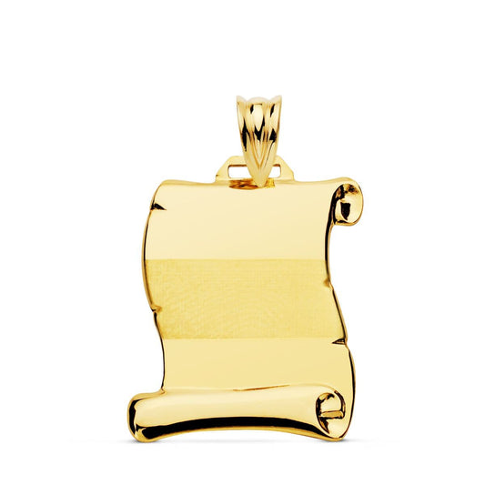 9K Colgante Pergamino Oro Amarillo Laser. 20X15Mm