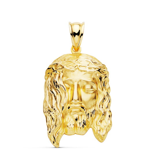 9K Colgante Oro Amarillo Cabeza De Cristo Estampado. 30X19 Mm