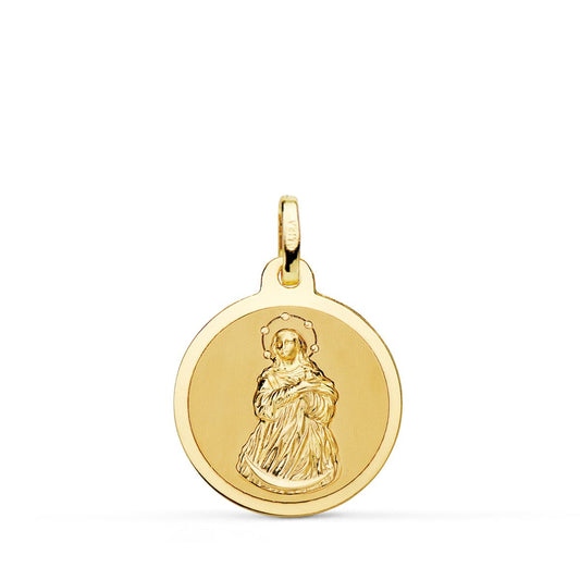 18K MEDALLA ORO AMARILLO VIRGEN INMACULADA MATE Y BRILLO 18 MM