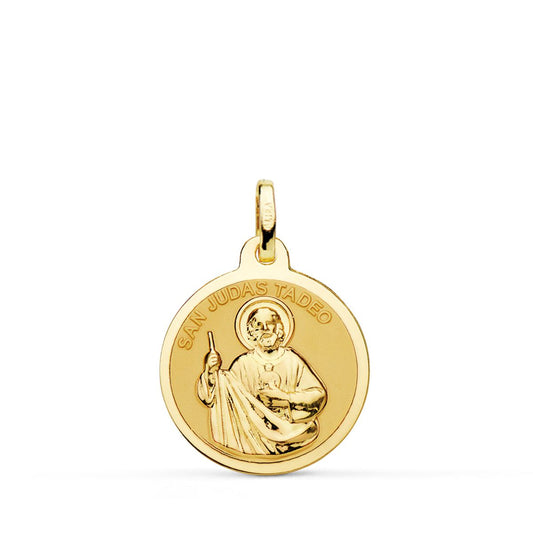 9K MEDALLA ORO AMARILLO SAN JUDAS TADEO EN BRILLO 16 MM