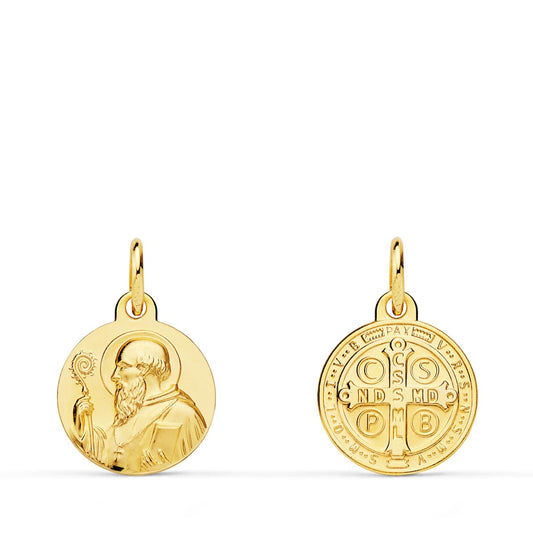 9K Escapulario Oro Amarillo Oro Amarillo San Benito 12 Mm