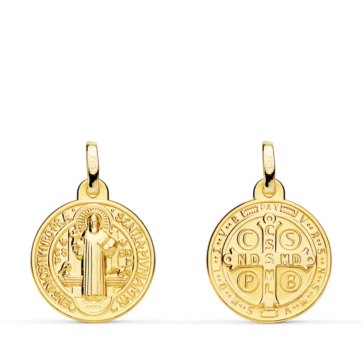 9K Escapulario Oro Amarillo Oro Amarillo San Benito Monje 16 Mm