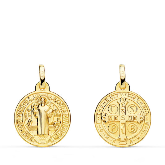 9K Escapulario Oro Amarillo Oro Amarillo San Benito Monje 16 Mm