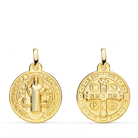 9K Escapulario Oro Amarillo Oro Amarillo San Benito Monje 18 Mm