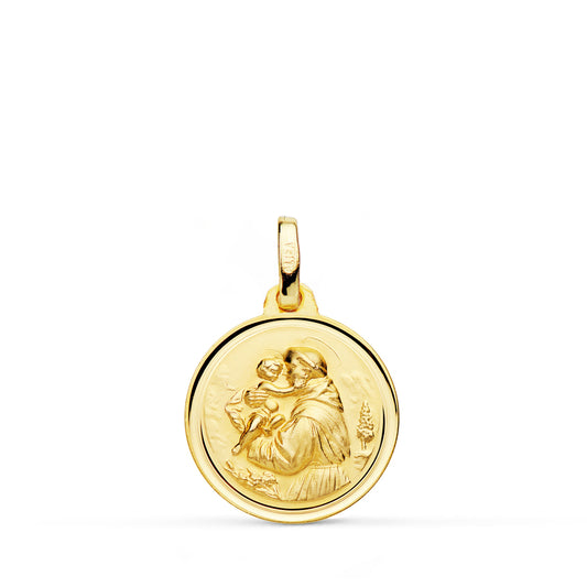 9K Medalla Oro Amarillo San Antonio Bisel 16 Mm