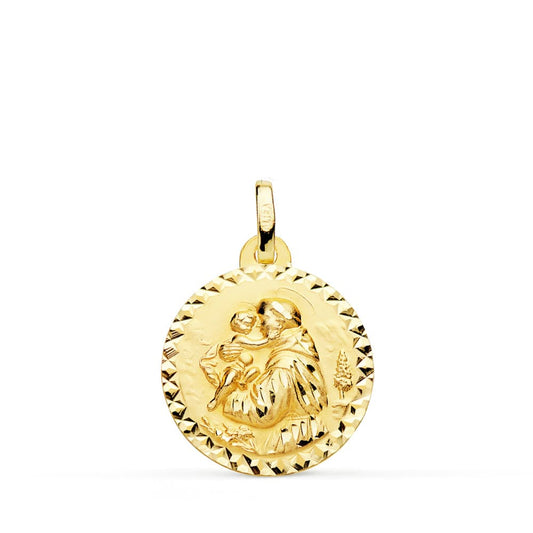 18K MEDALLA ORO AMARILLO SAN ANTONIO TALLA CRUZADA 18 MM