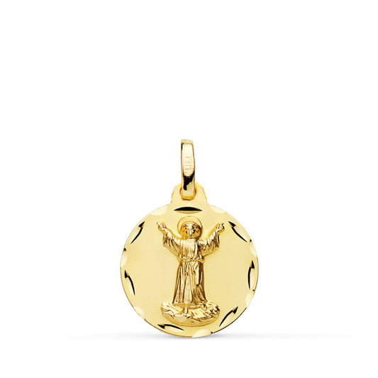 18K Medalla Oro Amarillo Divino Niño Tallada 16 Mm