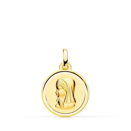 18K MEDALLA ORO AMARILLO VIRGEN NIÑA BISEL 16 MM