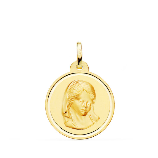 18K MEDALLA ORO AMARILLO VIRGEN NIÑA BISEL 20 MM