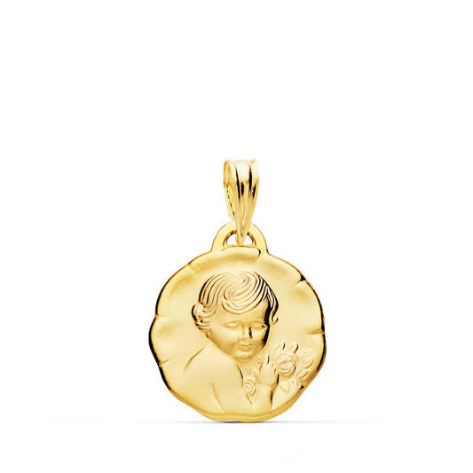 18K Medalla Oro Amarillo Angel Querubin 15 Mm
