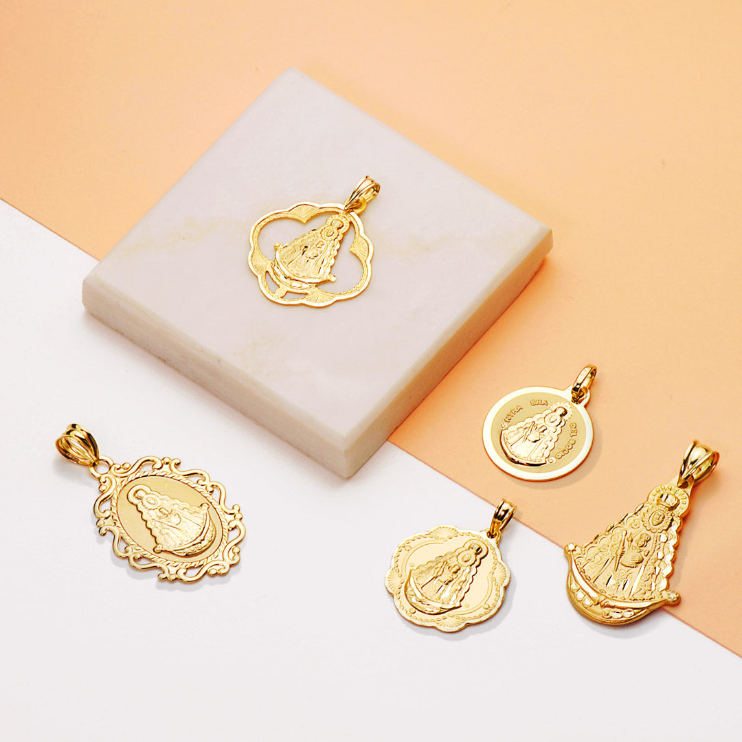 18K MEDALLA ORO AMARILLO VIRGEN DEL ROCIO PANDERETA 25X22 MM